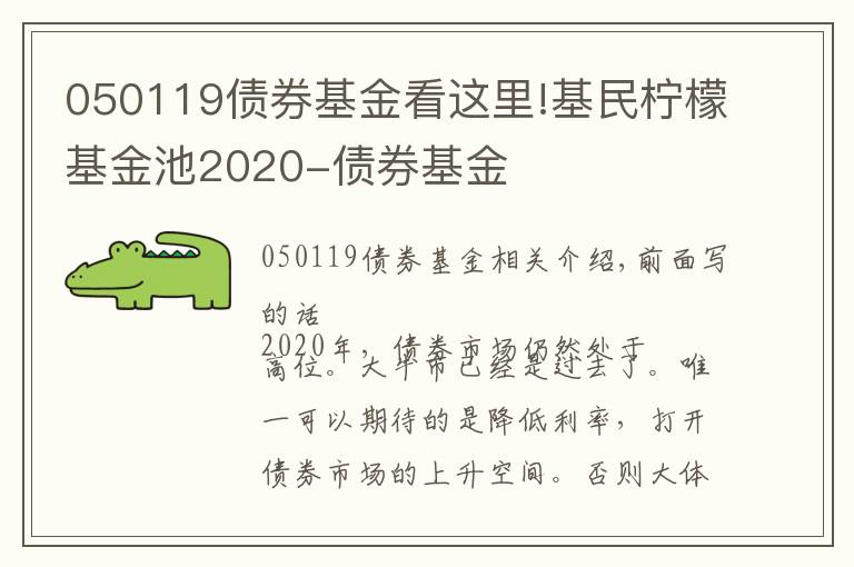 050119債券基金看這里!基民檸檬基金池2020-債券基金