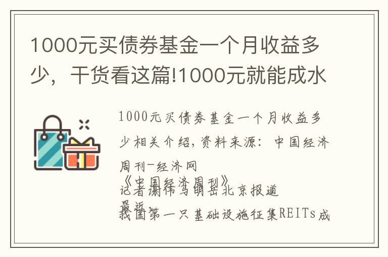 1000元買債券基金一個(gè)月收益多少，干貨看這篇!1000元就能成水廠、高速公路“股東”，90%收益分紅！公募REITs來(lái)了