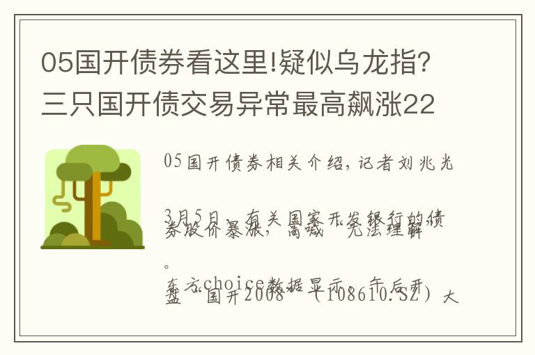 05國開債券看這里!疑似烏龍指？三只國開債交易異常最高飆漲225%，滬深交易所緊急停牌