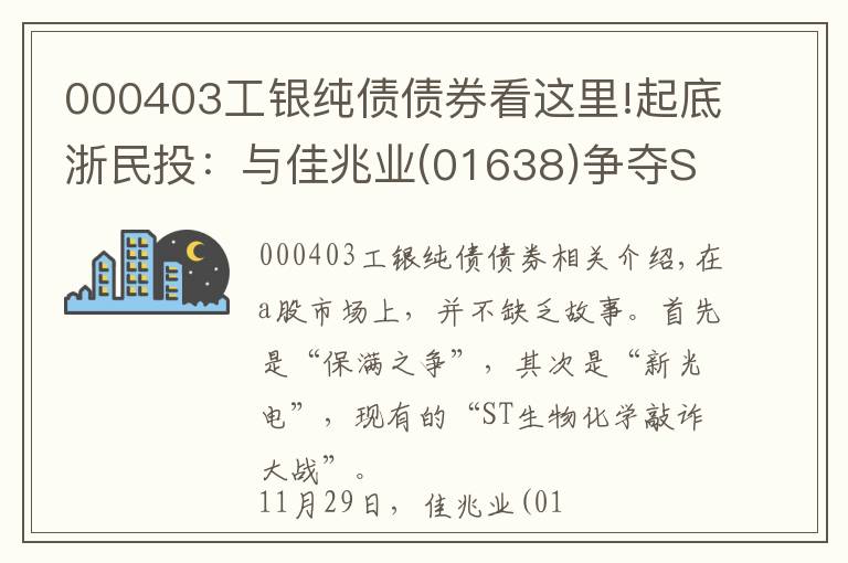 000403工銀純債債券看這里!起底浙民投：與佳兆業(yè)(01638)爭奪ST生化的企業(yè)這兩年做了什么？