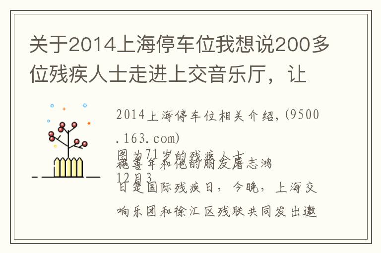 關(guān)于2014上海停車(chē)位我想說(shuō)200多位殘疾人士走進(jìn)上交音樂(lè)廳，讓藝術(shù)之光照拂特殊人群是城市軟實(shí)力應(yīng)有之意