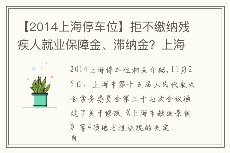 【2014上海停車位】拒不繳納殘疾人就業(yè)保障金、滯納金？上海修法強制征繳