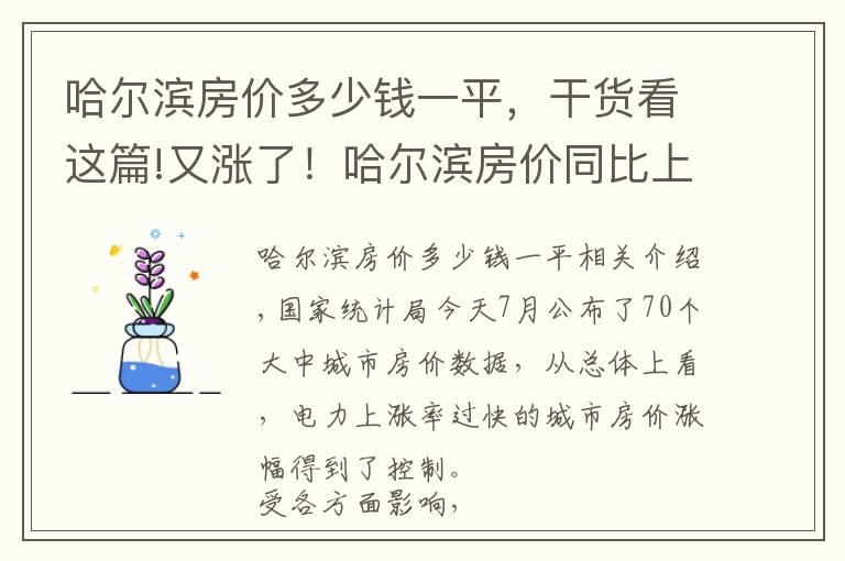 哈爾濱房價多少錢一平，干貨看這篇!又漲了！哈爾濱房價同比上漲11.7% 環(huán)比上漲0.4%