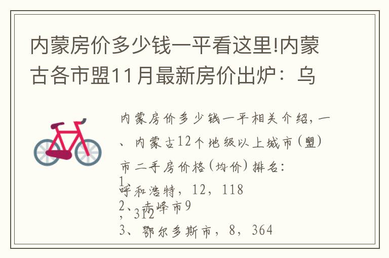 內(nèi)蒙房價多少錢一平看這里!內(nèi)蒙古各市盟11月最新房價出爐：烏海增速最快，呼和浩特微跌