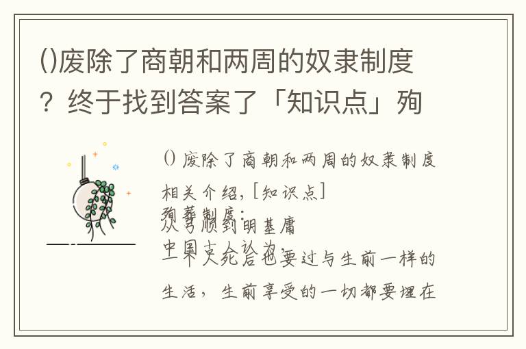 廢除了商朝和兩周的奴隸制度？終于找到答案了「知識(shí)點(diǎn)」殉葬制度：從活殉到明器俑