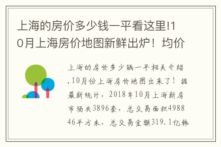 上海的房價多少錢一平看這里!10月上海房價地圖新鮮出爐！均價4萬內(nèi)的區(qū)域只剩這些啦！