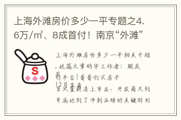 上海外灘房價多少一平專題之4.6萬/㎡、8成首付！南京“外灘”純新盤值不值得買？