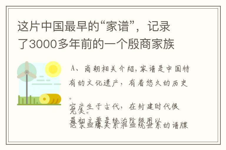 這片中國(guó)最早的“家譜”，記錄了3000多年前的一個(gè)殷商家族