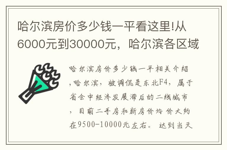 哈爾濱房?jī)r(jià)多少錢一平看這里!從6000元到30000元，哈爾濱各區(qū)域房?jī)r(jià)挺魔 幻，還有價(jià) 值洼地嗎？