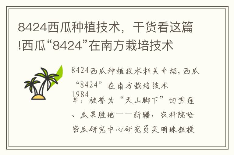 8424西瓜種植技術(shù)，干貨看這篇!西瓜“8424”在南方栽培技術(shù)