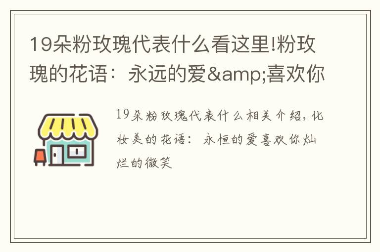 19朵粉玫瑰代表什么看這里!粉玫瑰的花語(yǔ)：永遠(yuǎn)的愛&喜歡你那燦爛的笑容