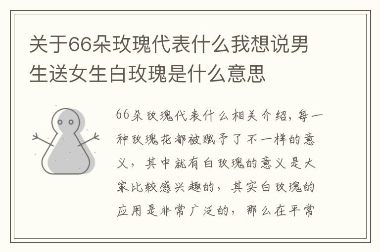 關于66朵玫瑰代表什么我想說男生送女生白玫瑰是什么意思