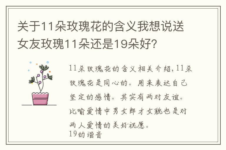 關(guān)于11朵玫瑰花的含義我想說送女友玫瑰11朵還是19朵好？