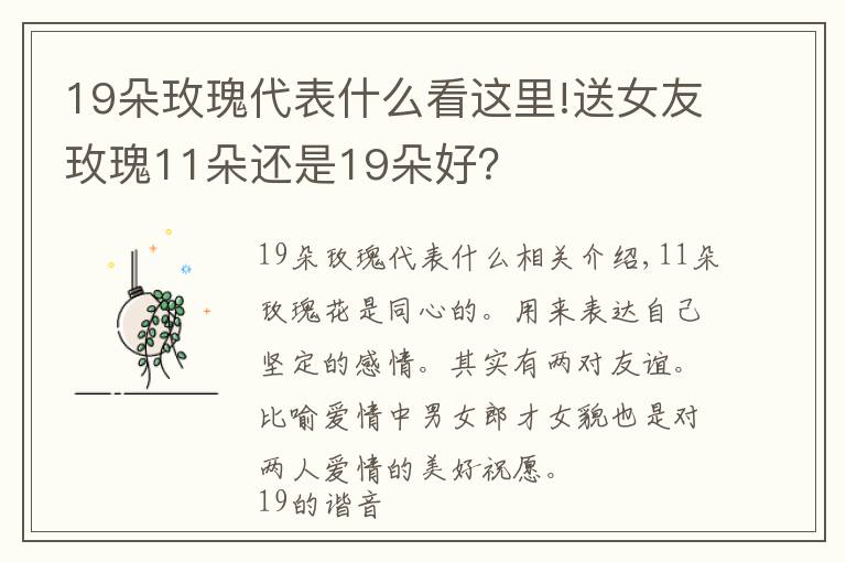 19朵玫瑰代表什么看這里!送女友玫瑰11朵還是19朵好？