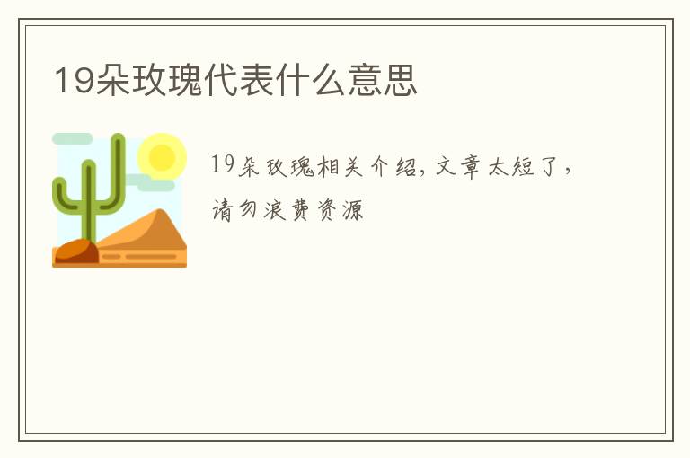 19朵玫瑰代表什么意思