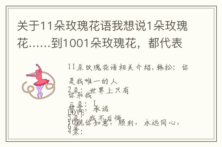 關(guān)于11朵玫瑰花語我想說1朵玫瑰花……到1001朵玫瑰花，都代表什么，你知道嗎？