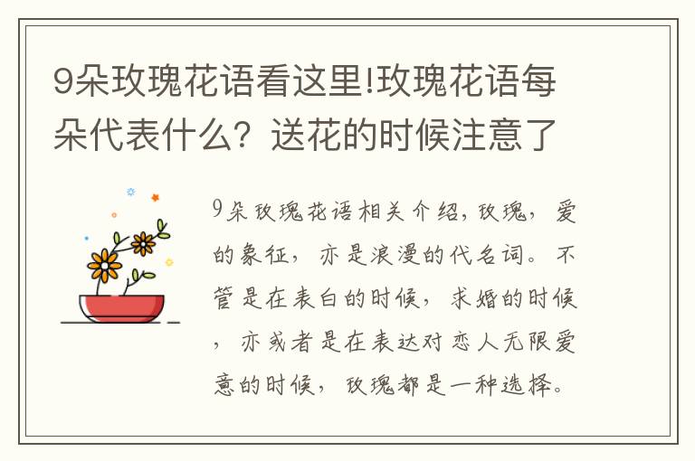 9朵玫瑰花語(yǔ)看這里!玫瑰花語(yǔ)每朵代表什么？送花的時(shí)候注意了