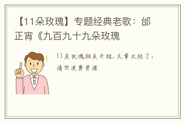 【11朵玫瑰】專題經(jīng)典老歌：邰正宵《九百九十九朵玫瑰