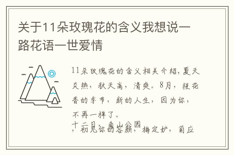 關(guān)于11朵玫瑰花的含義我想說一路花語一世愛情