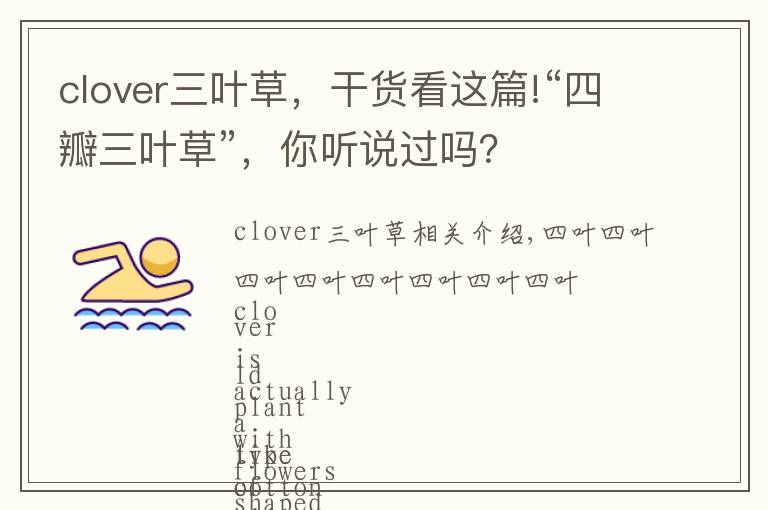 clover三葉草，干貨看這篇!“四瓣三葉草”，你聽說過嗎？