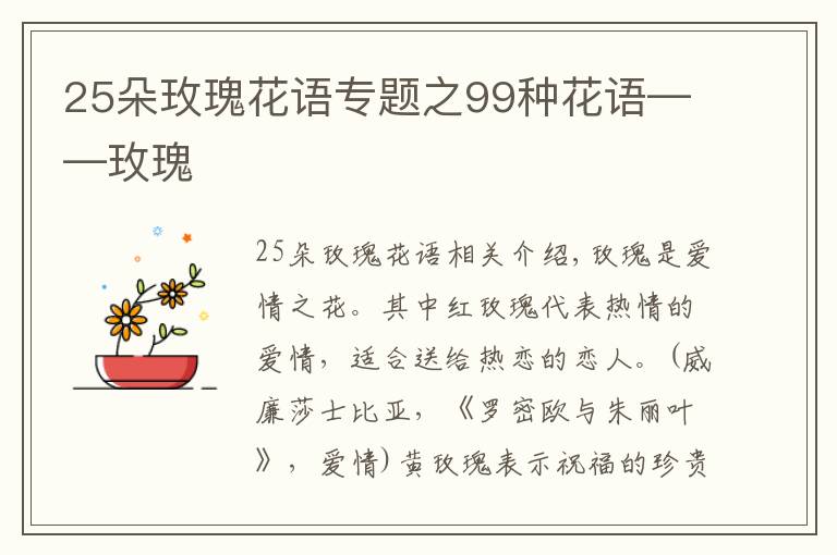 25朵玫瑰花語(yǔ)專題之99種花語(yǔ)——玫瑰