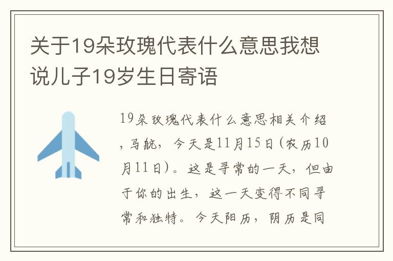 關(guān)于19朵玫瑰代表什么意思我想說兒子19歲生日寄語