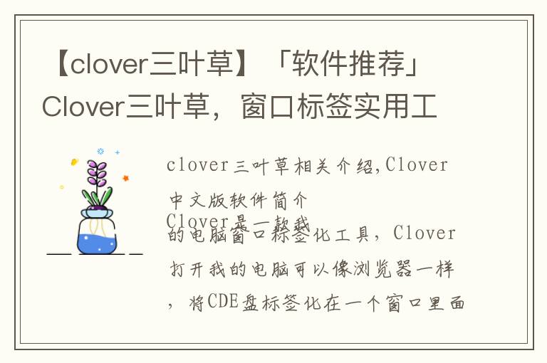 【clover三葉草】「軟件推薦」Clover三葉草，窗口標(biāo)簽實(shí)用工具軟件