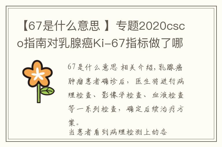 【67是什么意思 】專題2020csco指南對乳腺癌Ki-67指標做了哪些調(diào)整呢？