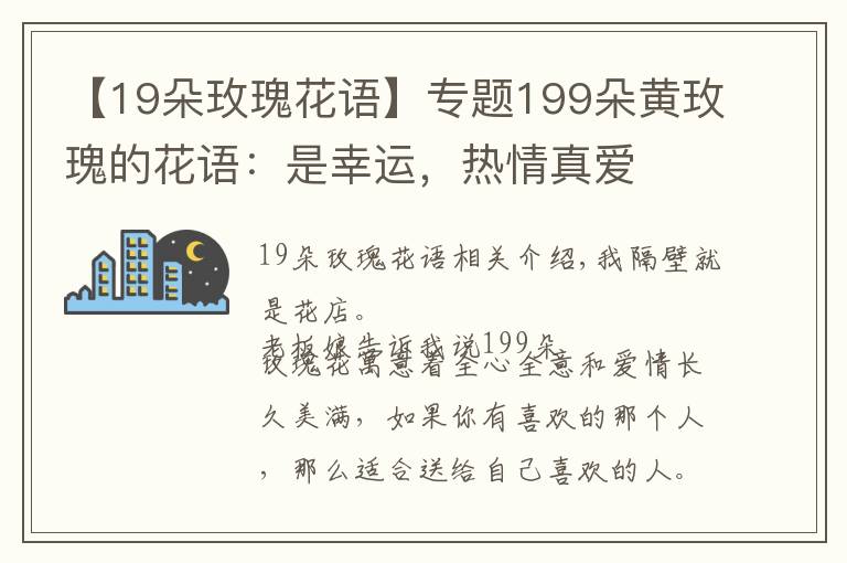 【19朵玫瑰花語】專題199朵黃玫瑰的花語：是幸運(yùn)，熱情真愛