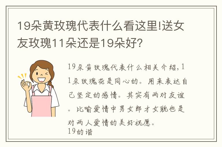 19朵黃玫瑰代表什么看這里!送女友玫瑰11朵還是19朵好？