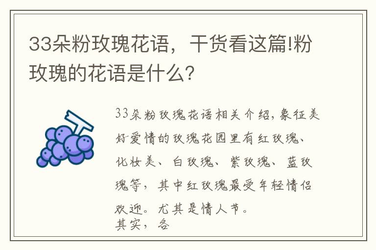 33朵粉玫瑰花語(yǔ)，干貨看這篇!粉玫瑰的花語(yǔ)是什么？