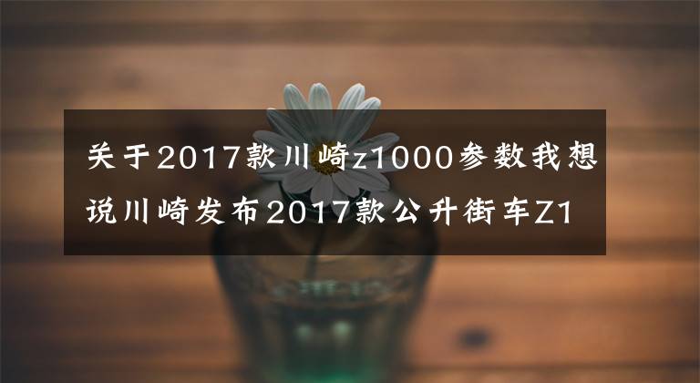 關(guān)于2017款川崎z1000參數(shù)我想說川崎發(fā)布2017款公升街車Z1000，新增Z1000R高配版