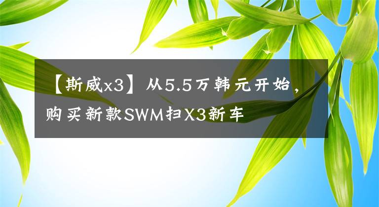 【斯威x3】從5.5萬韓元開始，購買新款SWM掃X3新車