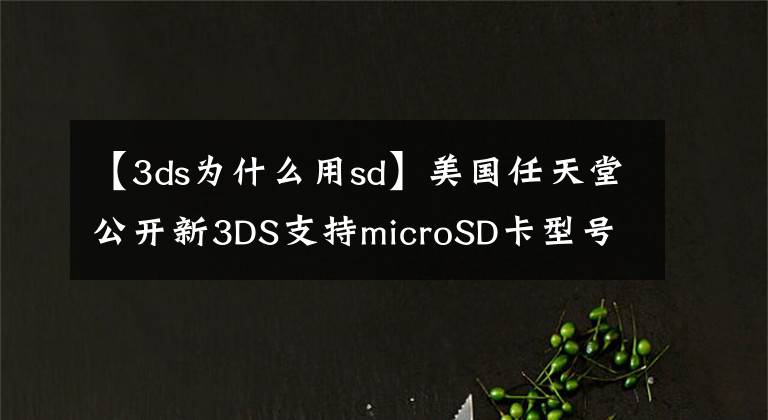 【3ds為什么用sd】美國任天堂公開新3DS支持microSD卡型號列表