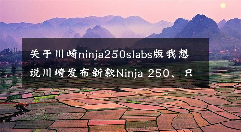 關(guān)于川崎ninja250slabs版我想說(shuō)川崎發(fā)布新款Ninja 250，只不過(guò)這次是單缸的SL