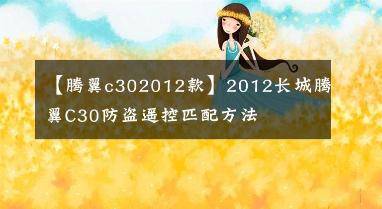 【騰翼c302012款】2012長城騰翼C30防盜遙控匹配方法