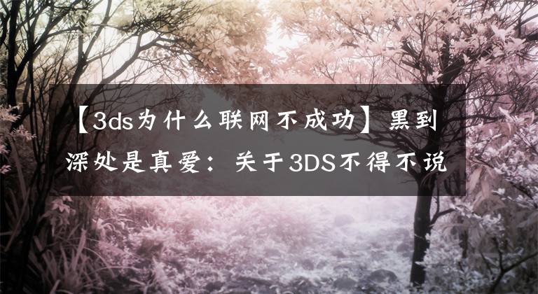 【3ds為什么聯(lián)網(wǎng)不成功】黑到深處是真愛：關(guān)于3DS不得不說的事