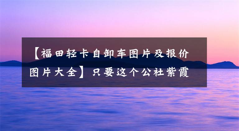 【福田輕卡自卸車圖片及報(bào)價(jià)圖片大全】只要這個(gè)公社紫霞車15萬韓元，村里的3763人都稱它為藍(lán)卡中街王