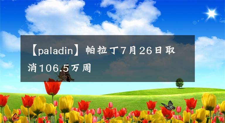 【paladin】帕拉丁7月26日取消106.5萬周