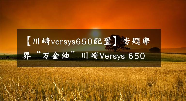 【川崎versys650配置】專題摩界“萬金油”川崎Versys 650