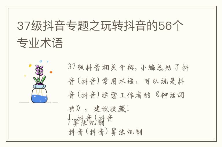 37級抖音專題之玩轉(zhuǎn)抖音的56個專業(yè)術(shù)語