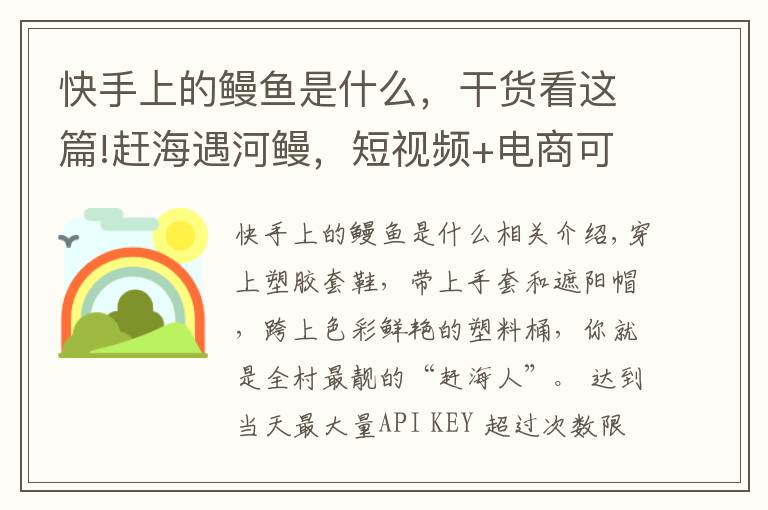 快手上的鰻魚是什么，干貨看這篇!趕海遇河鰻，短視頻+電商可能沒有想象的那么好