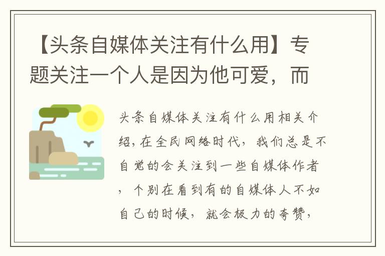 【頭條自媒體關(guān)注有什么用】專題關(guān)注一個人是因為他可愛，而不是他可憐