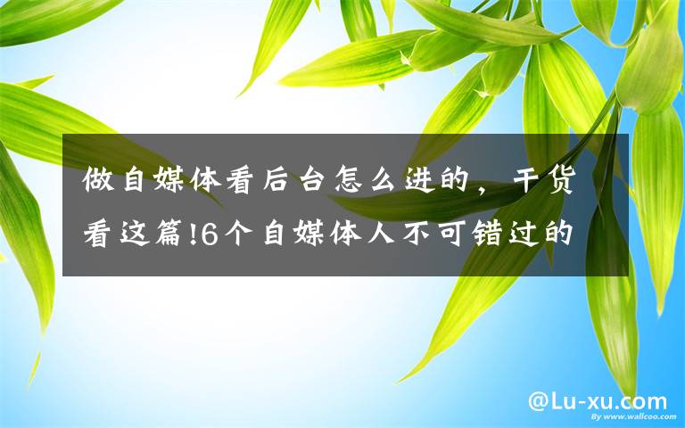 做自媒體看后臺怎么進(jìn)的，干貨看這篇!6個自媒體人不可錯過的網(wǎng)站，免費工具+素材，值得收藏