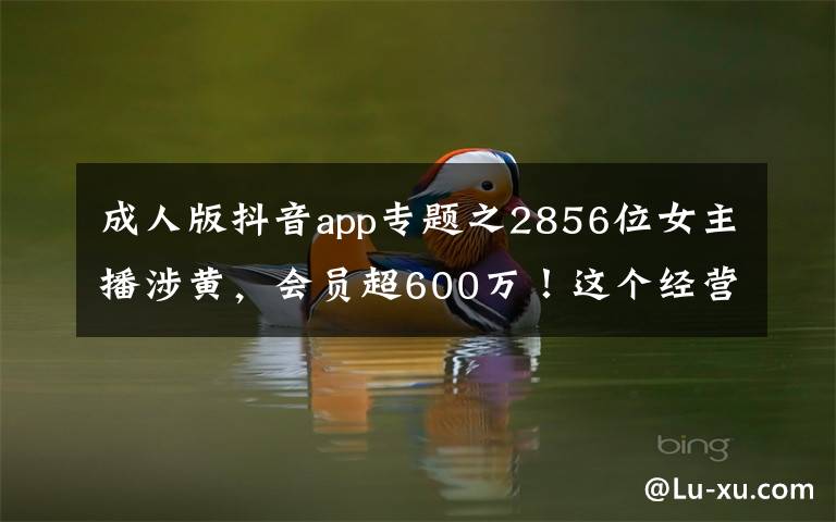 成人版抖音app專題之2856位女主播涉黃，會(huì)員超600萬(wàn)！這個(gè)經(jīng)營(yíng)色情直播App團(tuán)伙被公訴