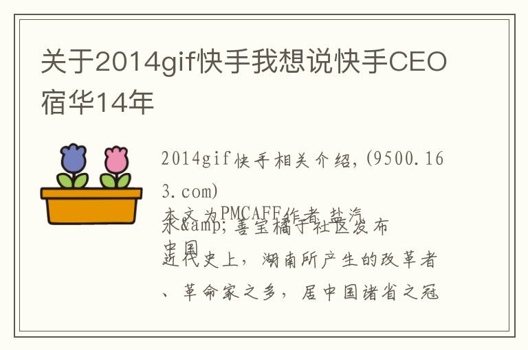 關(guān)于2014gif快手我想說快手CEO宿華14年