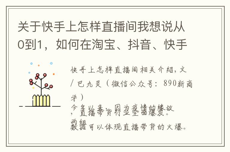 關(guān)于快手上怎樣直播間我想說從0到1，如何在淘寶、抖音、快手和微信做直播？