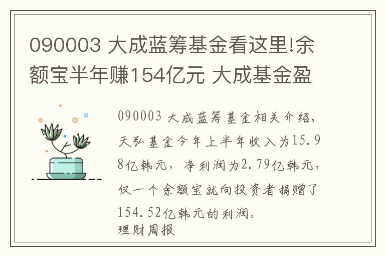 090003 大成藍(lán)籌基金看這里!余額寶半年賺154億元 大成基金盈利下滑近3成