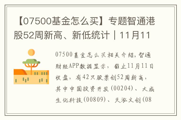 【07500基金怎么買】專題智通港股52周新高、新低統(tǒng)計｜11月11日