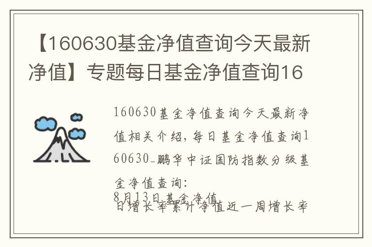 【160630基金凈值查詢今天最新凈值】專題每日基金凈值查詢160630